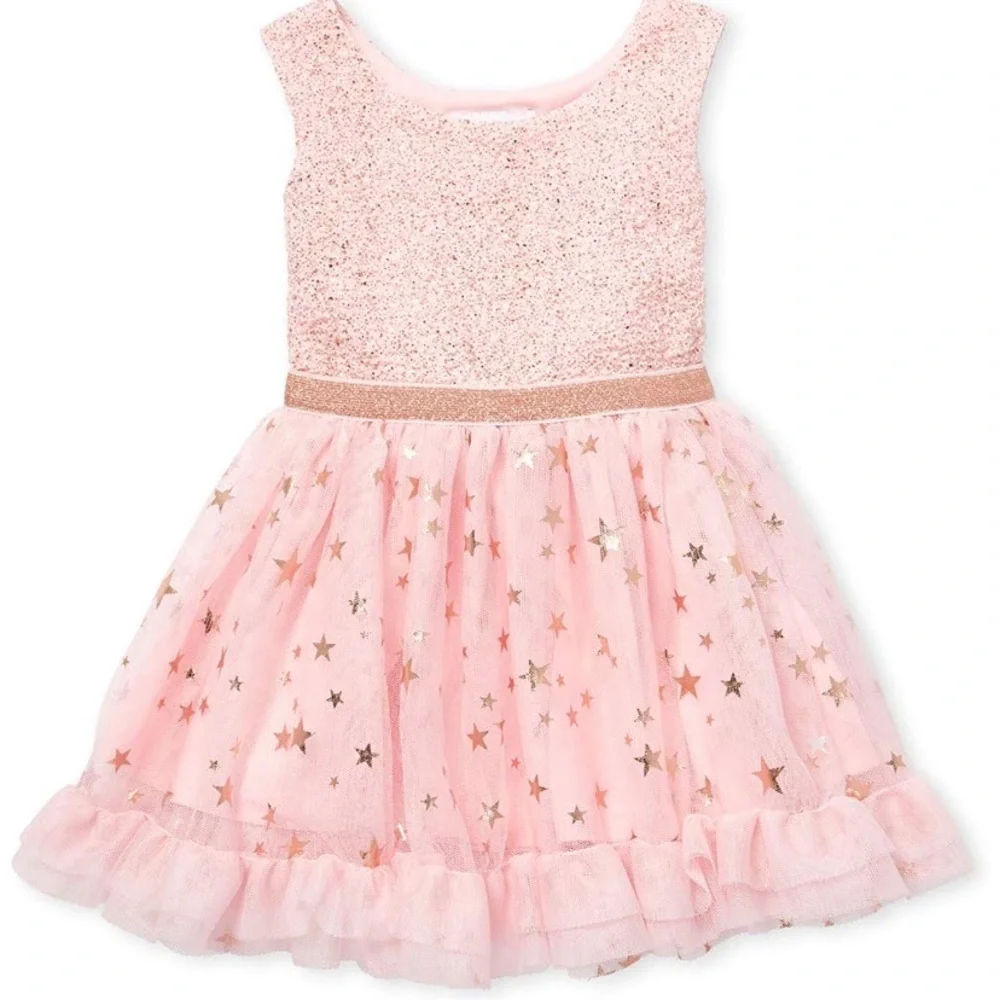 Baby Girls Sleeveless Foil Print‎ Jacquard Dress